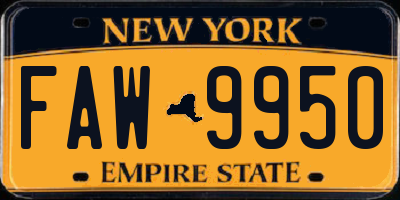 NY license plate FAW9950