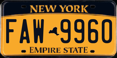 NY license plate FAW9960