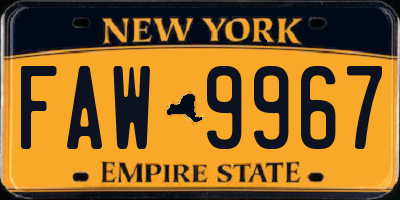NY license plate FAW9967