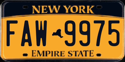 NY license plate FAW9975