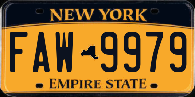 NY license plate FAW9979