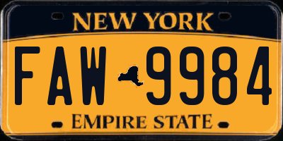 NY license plate FAW9984