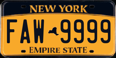 NY license plate FAW9999