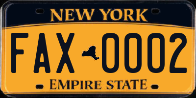 NY license plate FAX0002