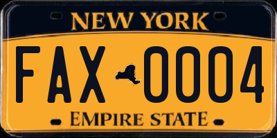 NY license plate FAX0004