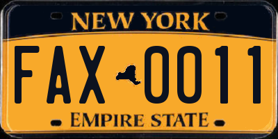 NY license plate FAX0011