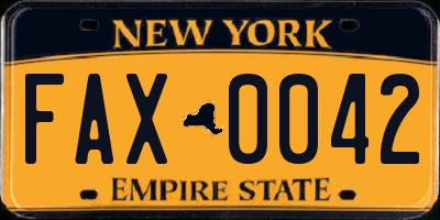 NY license plate FAX0042