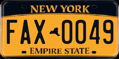 NY license plate FAX0049