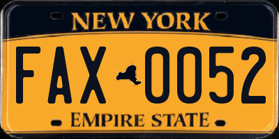 NY license plate FAX0052