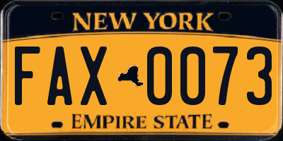 NY license plate FAX0073