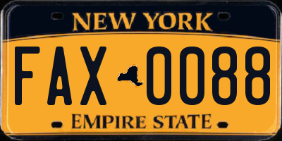 NY license plate FAX0088