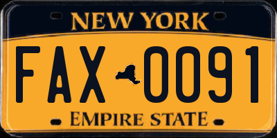 NY license plate FAX0091