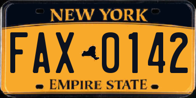 NY license plate FAX0142