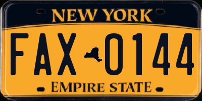NY license plate FAX0144