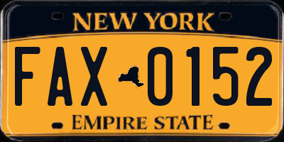 NY license plate FAX0152