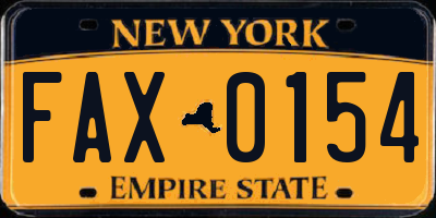 NY license plate FAX0154