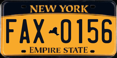 NY license plate FAX0156