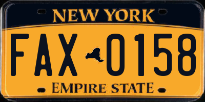 NY license plate FAX0158