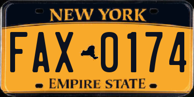 NY license plate FAX0174