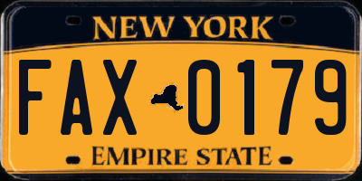 NY license plate FAX0179