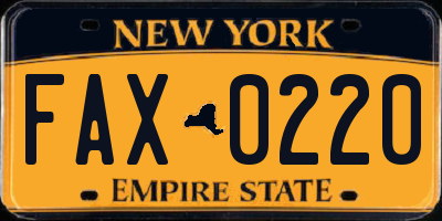 NY license plate FAX0220