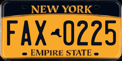 NY license plate FAX0225