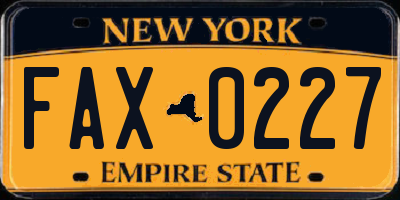 NY license plate FAX0227