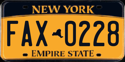 NY license plate FAX0228