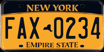 NY license plate FAX0234