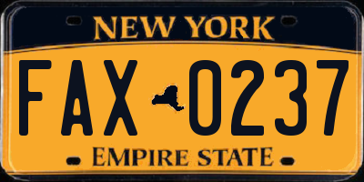 NY license plate FAX0237