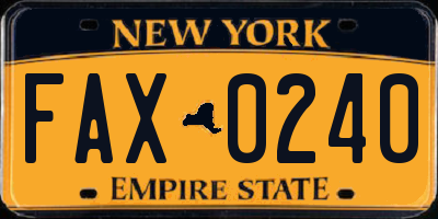 NY license plate FAX0240