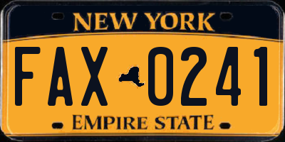 NY license plate FAX0241