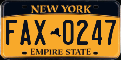 NY license plate FAX0247