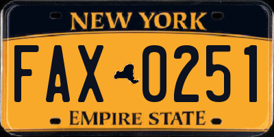 NY license plate FAX0251