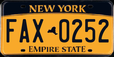 NY license plate FAX0252