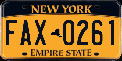 NY license plate FAX0261