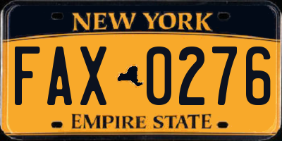NY license plate FAX0276