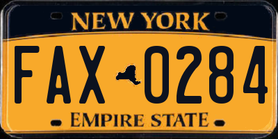 NY license plate FAX0284