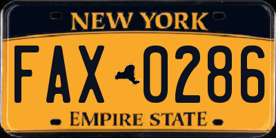 NY license plate FAX0286