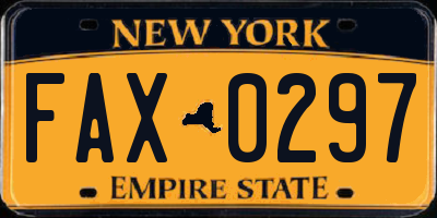 NY license plate FAX0297