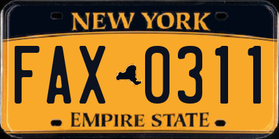 NY license plate FAX0311
