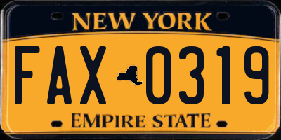 NY license plate FAX0319