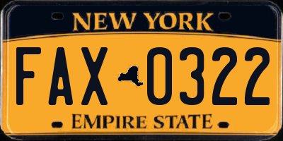NY license plate FAX0322
