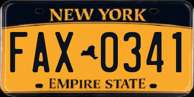 NY license plate FAX0341