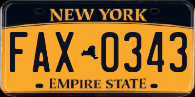 NY license plate FAX0343