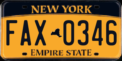 NY license plate FAX0346