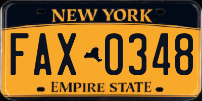 NY license plate FAX0348