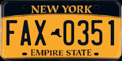 NY license plate FAX0351