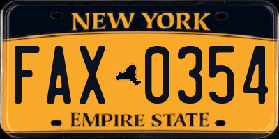 NY license plate FAX0354