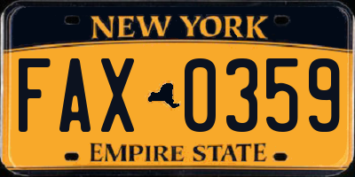 NY license plate FAX0359